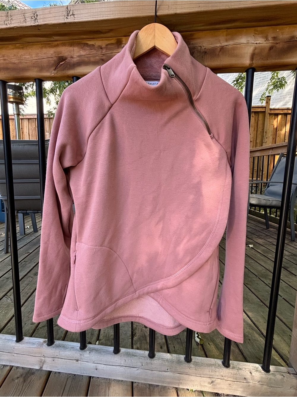 Athleta Dusty Rose Asymmetrical Funnel Neck Pullover